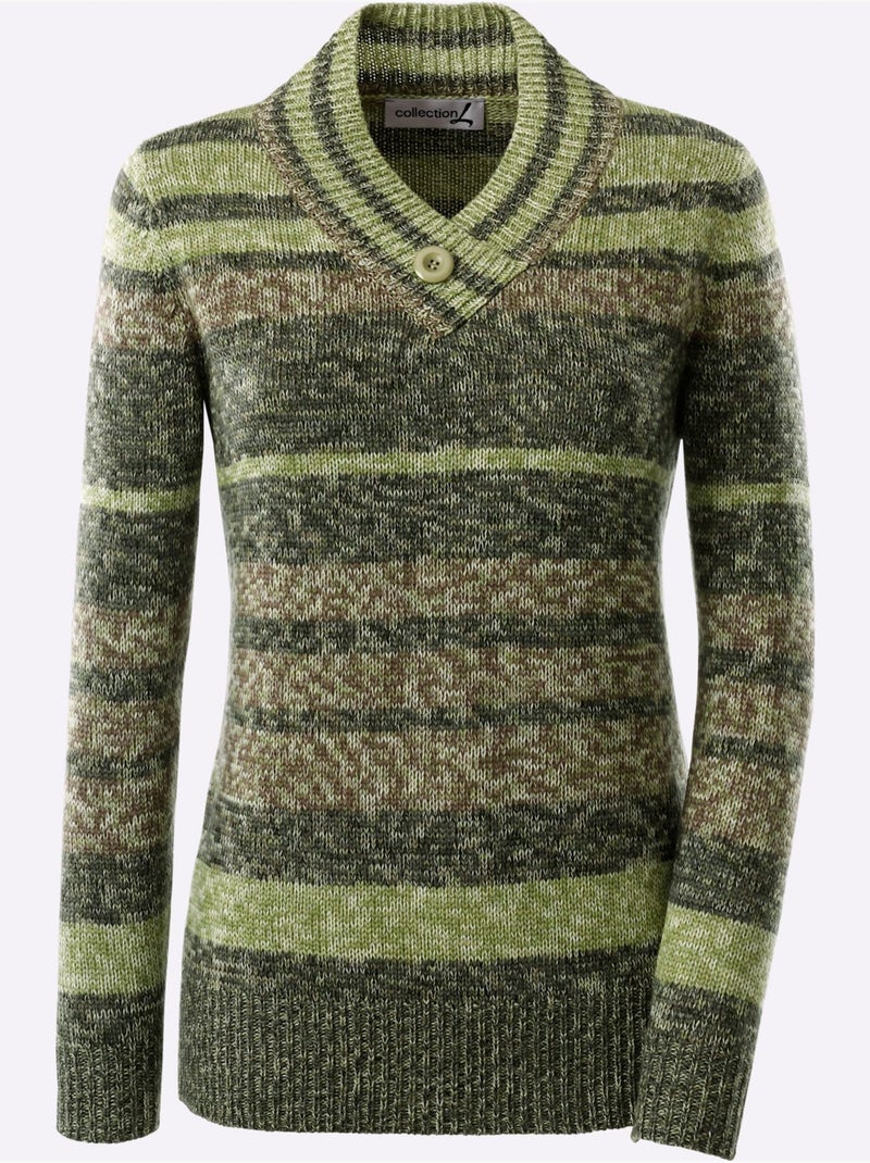 Pull à encolure en v encolure en v chevauchante - taille standard - witt Gris Vert - Kiabi