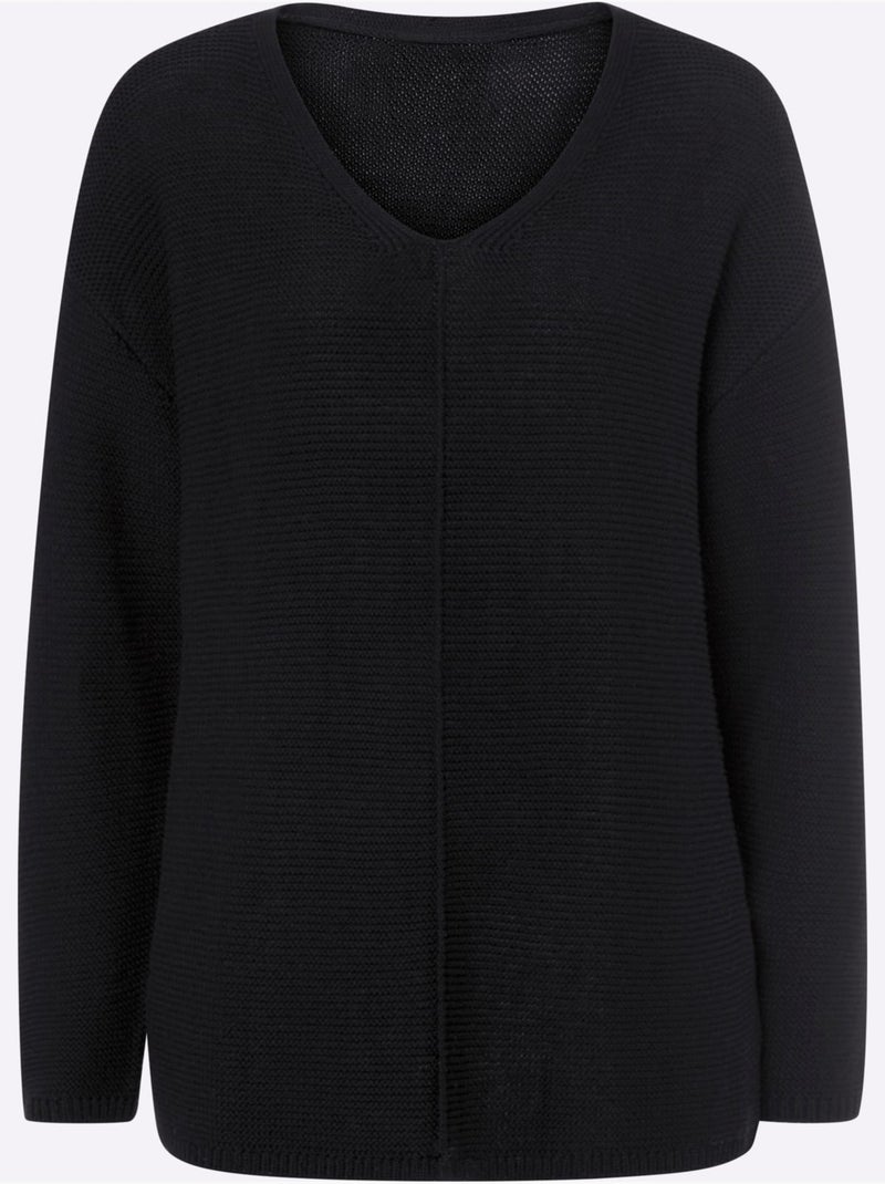 Pull à Encolure En V Encolure V Tendance - Taille Standard - Helline Noir - Kiabi