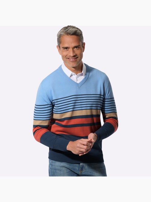Pull à encolure en v joli motif tricoté - taille standard - moda vilona - Kiabi Pull à encolure en v joli motif tricoté - taille standard - moda vilona - Kiabi
