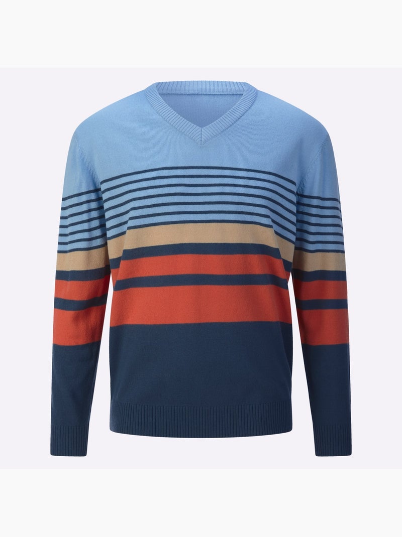 Pull à encolure en v joli motif tricoté - taille standard - moda vilona Bleu ciel - Kiabi