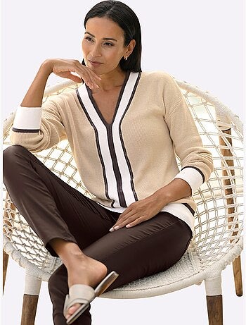 Pull à Encolure En V Pur Coton - Taille Standard - Helline