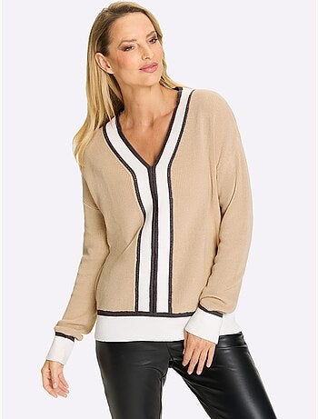 Pull à Encolure En V Pur Coton - Taille Standard - Helline