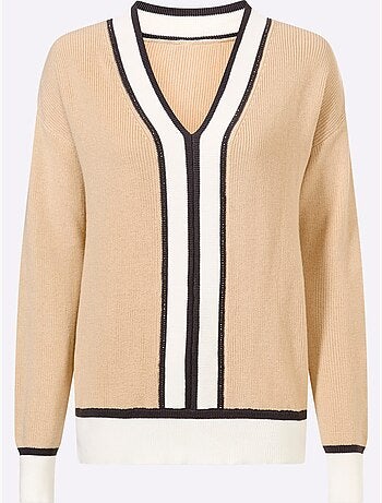 Pull à Encolure En V Pur Coton - Taille Standard - Helline