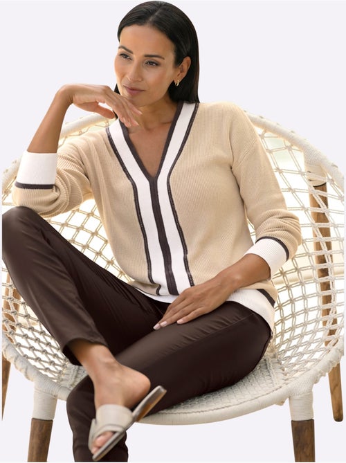 Pull à Encolure En V Pur Coton - Taille Standard - Helline - Kiabi Pull à Encolure En V Pur Coton - Taille Standard - Helline - Kiabi