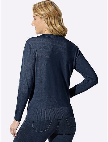 Pull à encolure en v pur coton - taille standard - moda vilona