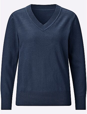 Pull à encolure en v pur coton - taille standard - moda vilona