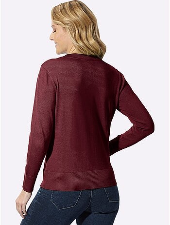 Pull à encolure en v pur coton - taille standard - moda vilona