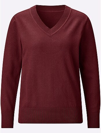 Pull à encolure en v pur coton - taille standard - moda vilona