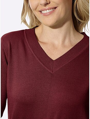 Pull à encolure en v pur coton - taille standard - moda vilona