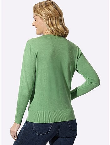 Pull à encolure en v pur coton - taille standard - moda vilona