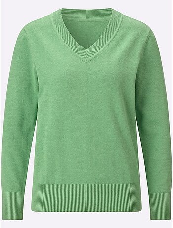 Pull à encolure en v pur coton - taille standard - moda vilona