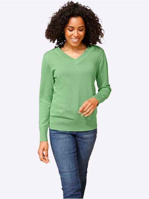 Pull à encolure en v pur coton - taille standard - moda vilona - Kiabi Pull à encolure en v pur coton - taille standard - moda vilona - Kiabi