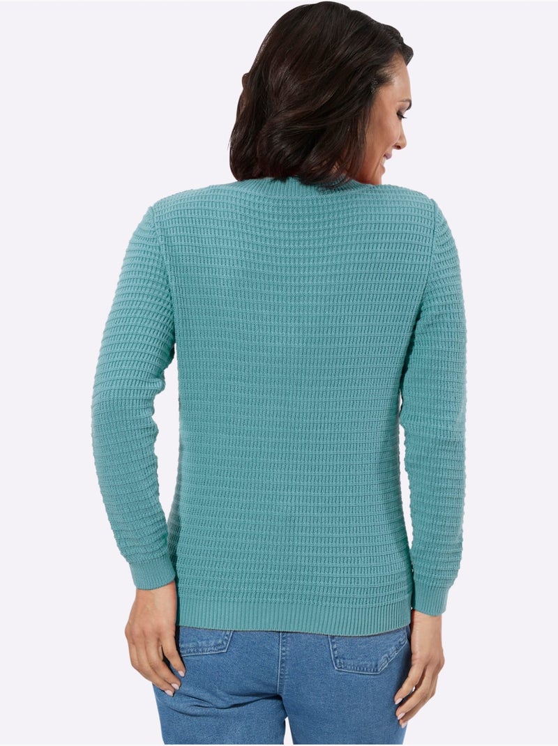Pull à Encolure En V Pur Coton - Taille Standard - Witt Bleu encre - Kiabi