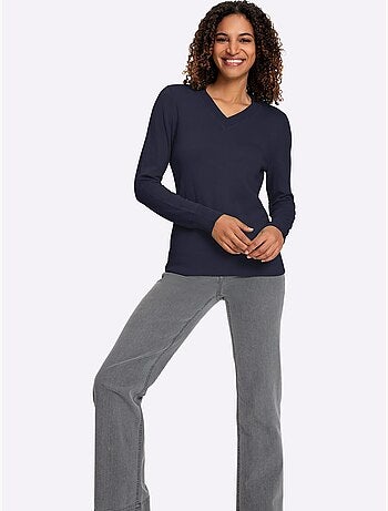 Pull à encolure en v pur coton - taille standard - witt