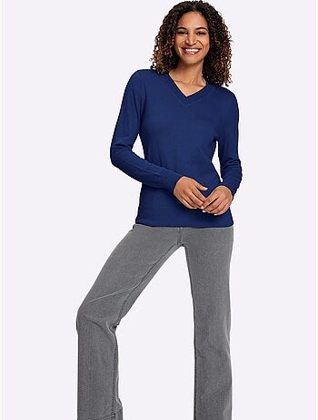 Pull à encolure en v pur coton - taille standard - witt