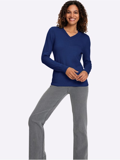 Pull à encolure en v pur coton - taille standard - witt - Kiabi