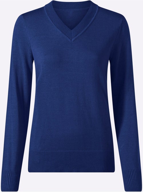Pull à encolure en v pur coton - taille standard - witt - Kiabi
