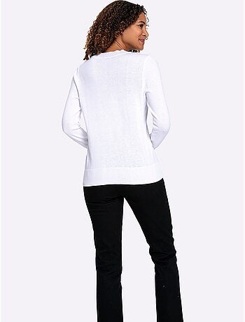 Pull à encolure en v pur coton - taille standard - witt