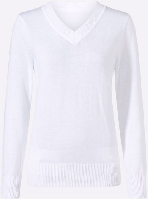 Pull à encolure en v pur coton - taille standard - witt - Kiabi Pull à encolure en v pur coton - taille standard - witt - Kiabi