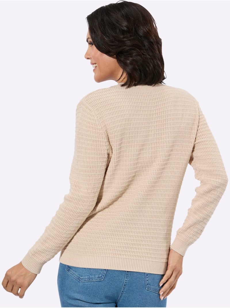 Pull à Encolure En V Pur Coton - Taille Standard - Witt Marron clair - Kiabi