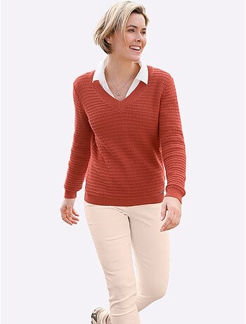 Pull à Encolure En V Pur Coton - Taille Standard - Witt