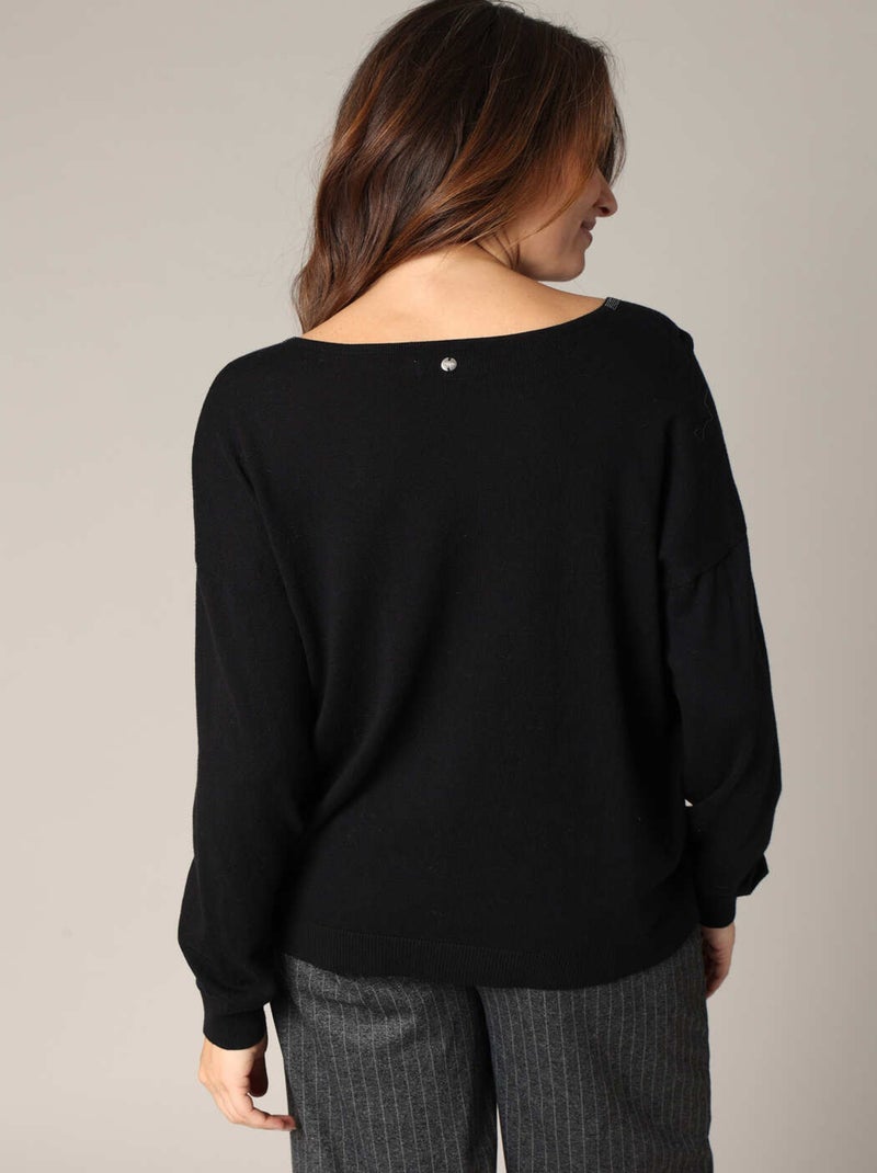 Pull à encolure fantaisie 'Deeluxe' Noir - Kiabi