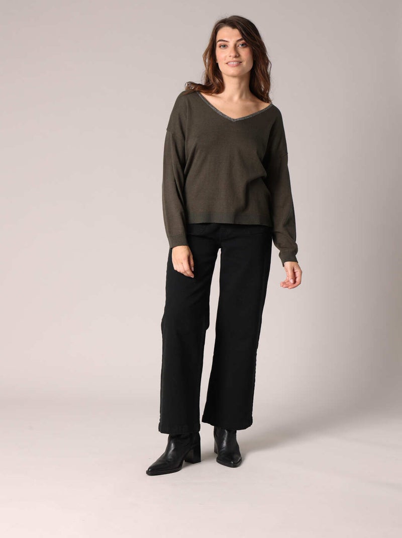 Pull à encolure fantaisie 'Deeluxe' Vert bouteille - Kiabi