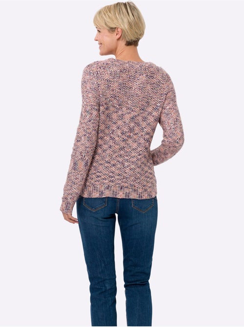 Pull à encolure ronde avec finitions côtelées en tricot chiné - Taille standard - Moda Vilona - Kiabi Pull à encolure ronde avec finitions côtelées en tricot chiné - Taille standard - Moda Vilona - Kiabi