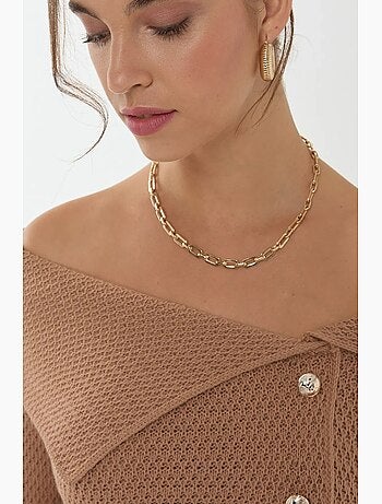 Pull à épaules dénudées et boutons hiccup