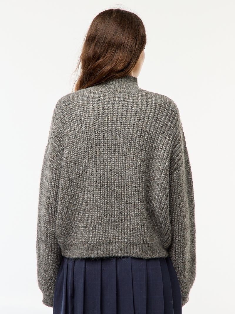 Pull à grosse maille Gris - Kiabi