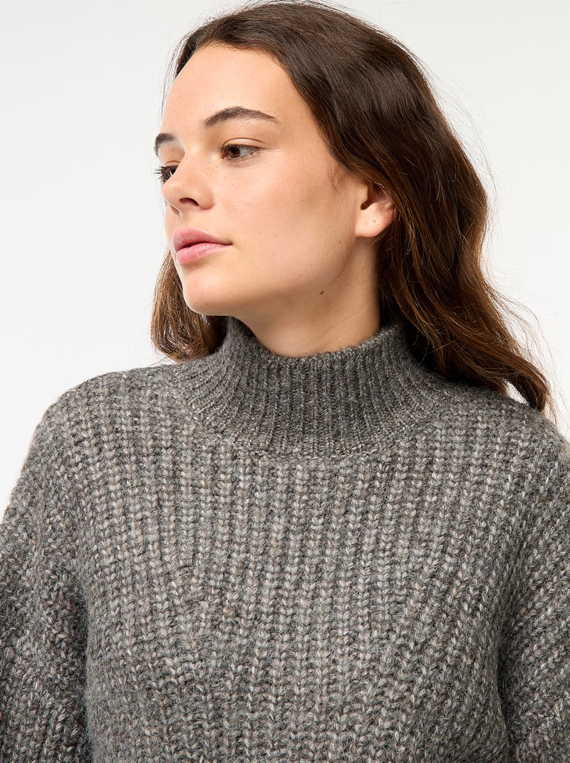 Pull à grosse maille Gris - Kiabi