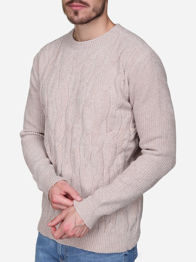 Pull à maille torsadée - Kenzarro Beige - Kiabi