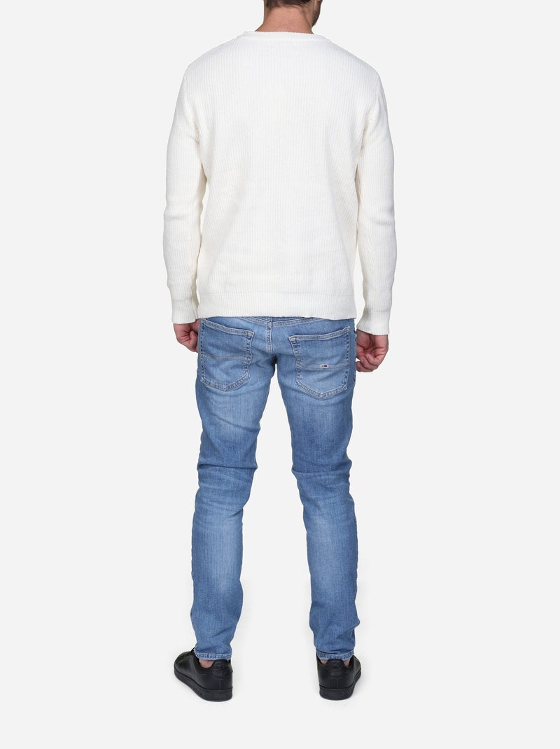 Pull à maille torsadée Blanc - Kiabi