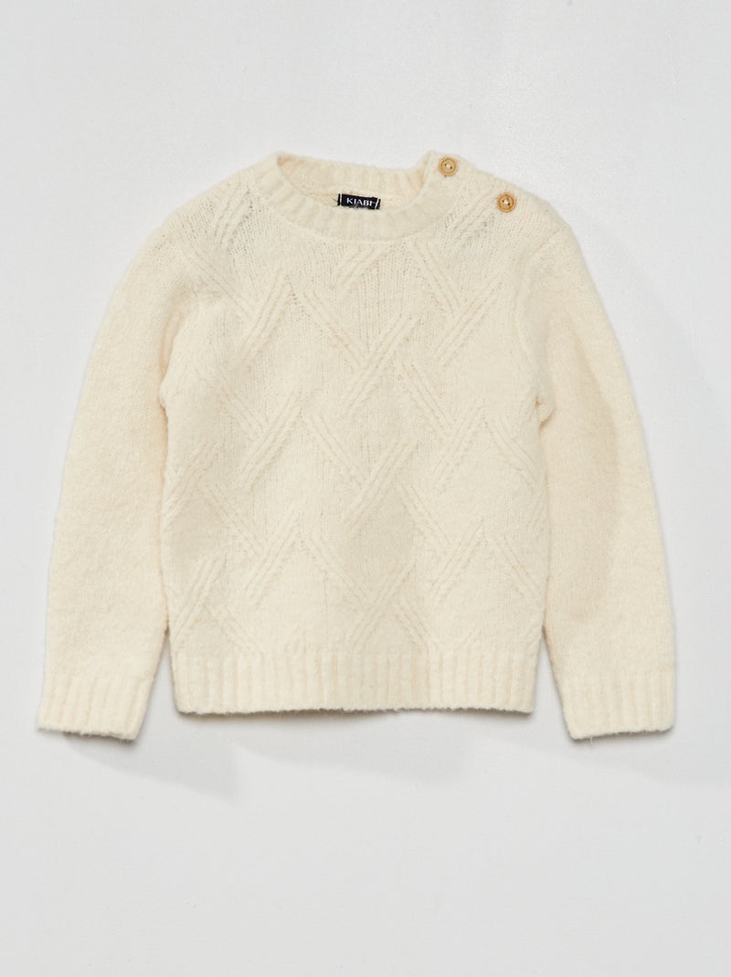 Pull à maille torsadée blanc - Kiabi