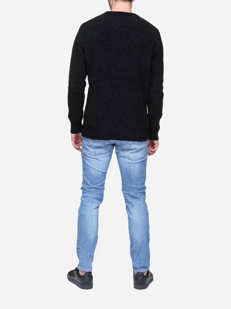 Pull à maille torsadée Noir - Kiabi