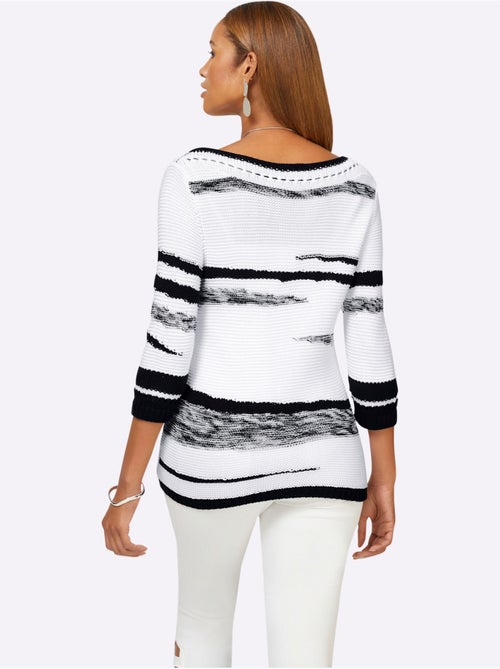 Pull à Manches 3/4 50% Coton - Taille Standard - Helline - Kiabi Pull à Manches 3/4 50% Coton - Taille Standard - Helline - Kiabi