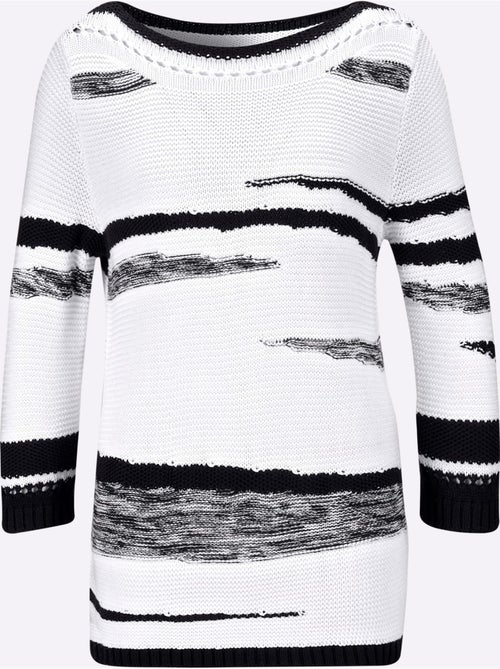Pull à Manches 3/4 50% Coton - Taille Standard - Helline - Kiabi Pull à Manches 3/4 50% Coton - Taille Standard - Helline - Kiabi