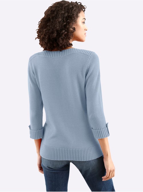 Pull à Manches 3/4 50% Coton - Taille Standard - Witt - Kiabi Pull à Manches 3/4 50% Coton - Taille Standard - Witt - Kiabi