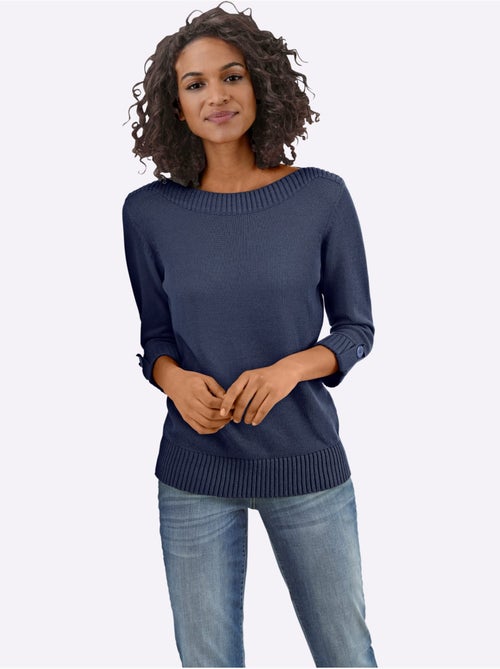 Pull à Manches 3/4 50% Coton - Taille Standard - Witt - Kiabi Pull à Manches 3/4 50% Coton - Taille Standard - Witt - Kiabi