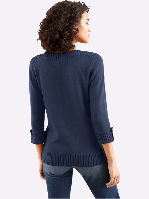 Pull à Manches 3/4 50% Coton - Taille Standard - Witt - Kiabi Pull à Manches 3/4 50% Coton - Taille Standard - Witt - Kiabi