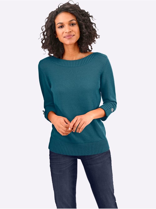 Pull à Manches 3/4 50% Coton - Taille Standard - Witt - Kiabi Pull à Manches 3/4 50% Coton - Taille Standard - Witt - Kiabi