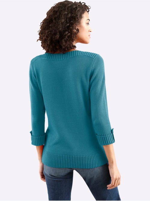 Pull à Manches 3/4 50% Coton - Taille Standard - Witt - Kiabi Pull à Manches 3/4 50% Coton - Taille Standard - Witt - Kiabi