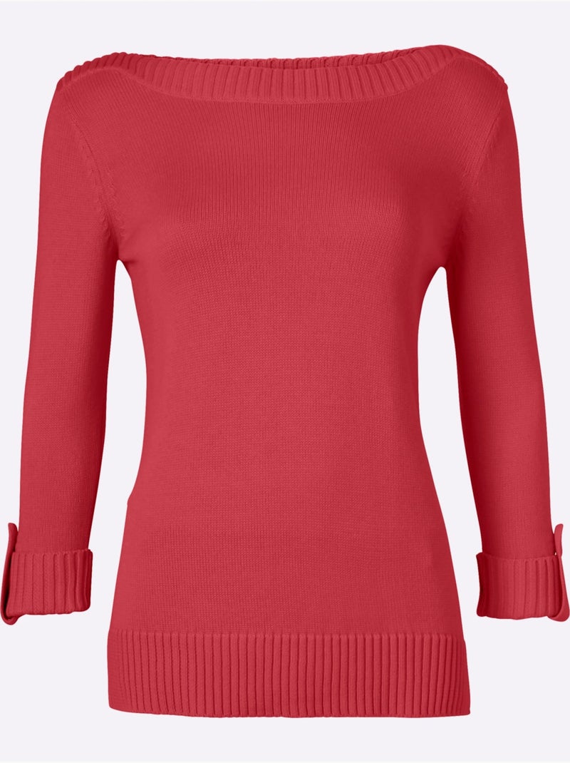 Pull à Manches 3/4 50% Coton - Taille Standard - Witt Corail - Kiabi