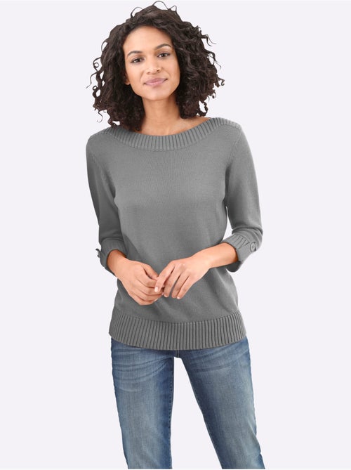Pull à Manches 3/4 50% Coton - Taille Standard - Witt - Kiabi Pull à Manches 3/4 50% Coton - Taille Standard - Witt - Kiabi