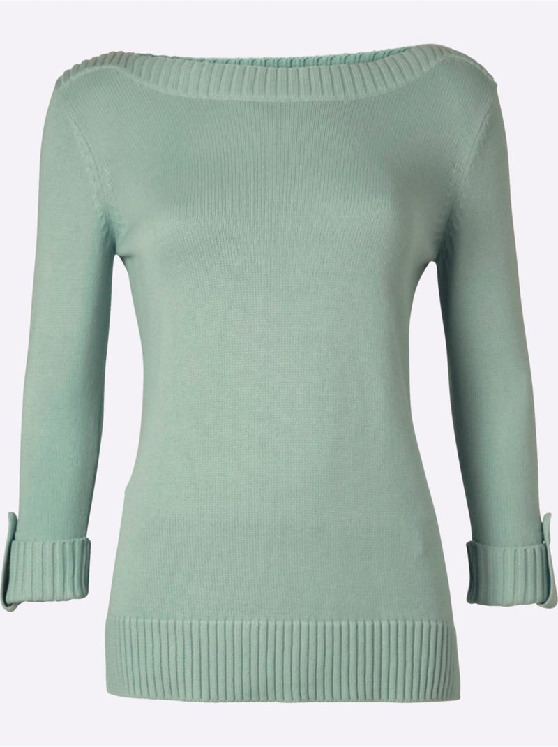 Pull à Manches 3/4 50% Coton - Taille Standard - Witt Menthe - Kiabi