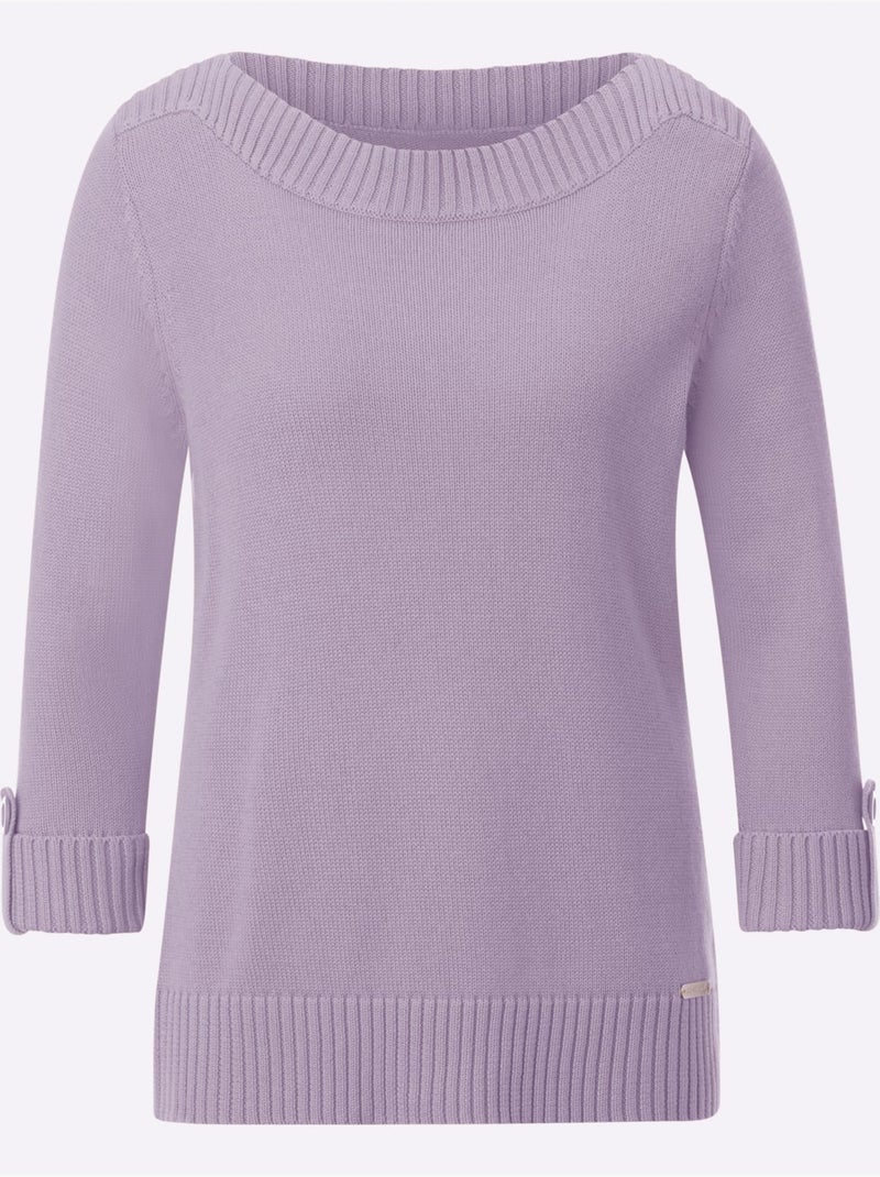 Pull à Manches 3/4 50% Coton - Taille Standard - Witt Parme - Kiabi
