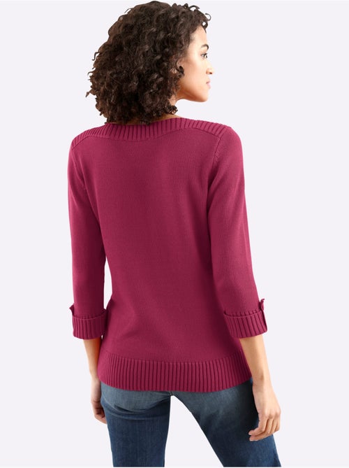 Pull à Manches 3/4 50% Coton - Taille Standard - Witt - Kiabi Pull à Manches 3/4 50% Coton - Taille Standard - Witt - Kiabi
