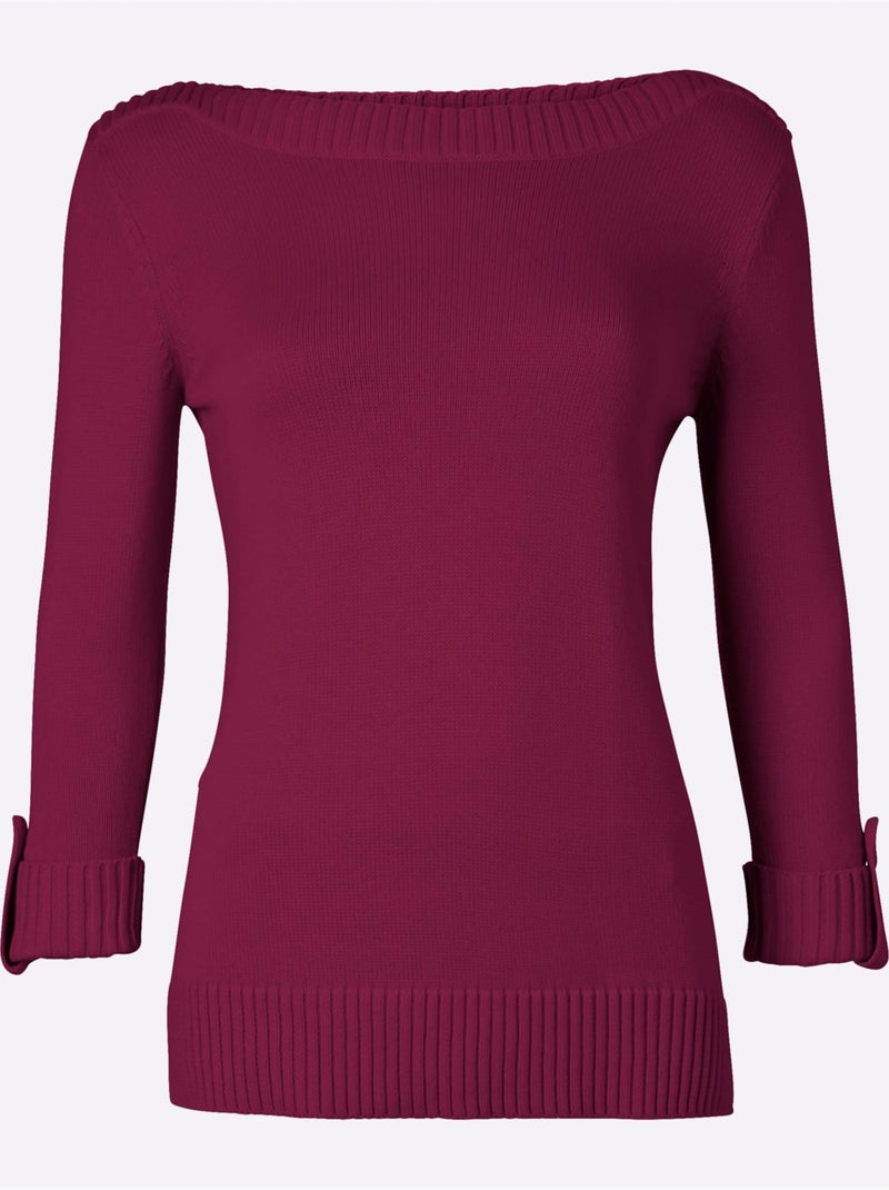 Pull à Manches 3/4 50% Coton - Taille Standard - Witt Rose fushia - Kiabi