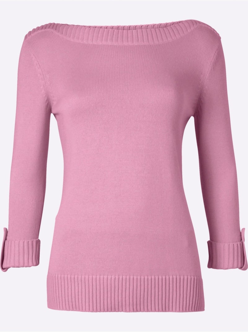 Pull à Manches 3/4 50% Coton - Taille Standard - Witt Rose - Kiabi
