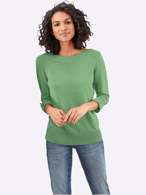 Pull à Manches 3/4 50% Coton - Taille Standard - Witt - Kiabi Pull à Manches 3/4 50% Coton - Taille Standard - Witt - Kiabi